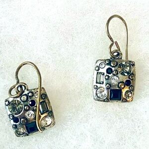 Patricia Locke Silver and Black Gemstone Earrings